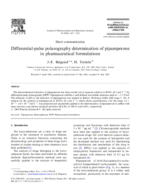 (PDF) Differential-pulse polarography determination of pipamperone in ...