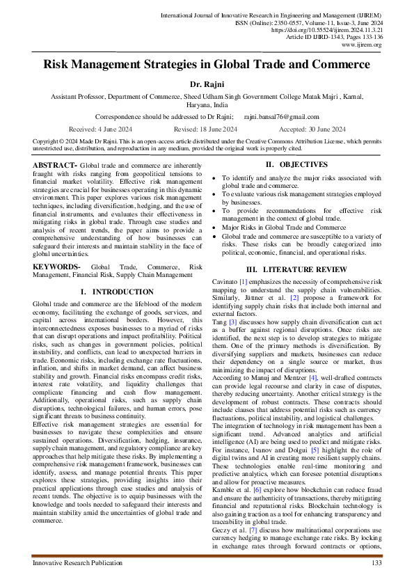(PDF) Risk Management Strategies in Global Trade and Commerce