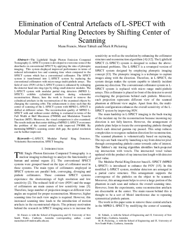 (PDF) Elimination of Central Artefacts of L-SPECT with Modular Partial ...