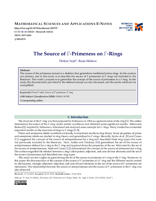 (PDF) The Source of $\Gamma$-primeness on $\Gamma$-rings