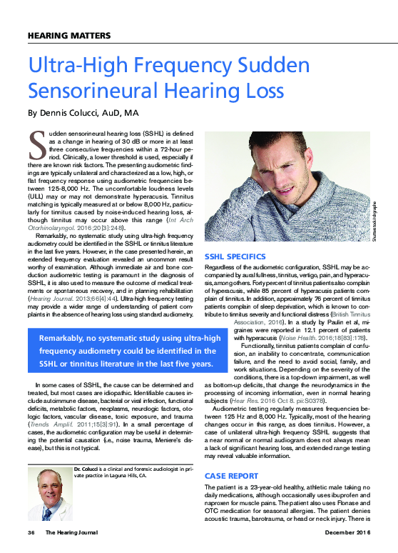 (PDF) Ultra-High Frequency Sudden Sensorineural Hearing Loss