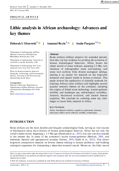 (PDF) Lithic analysis in African archaeology: Advances and key themes