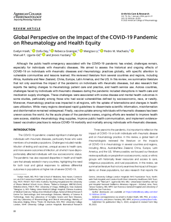 (PDF) Global Perspective on the Impact of the COVID-19 Pandemic on ...