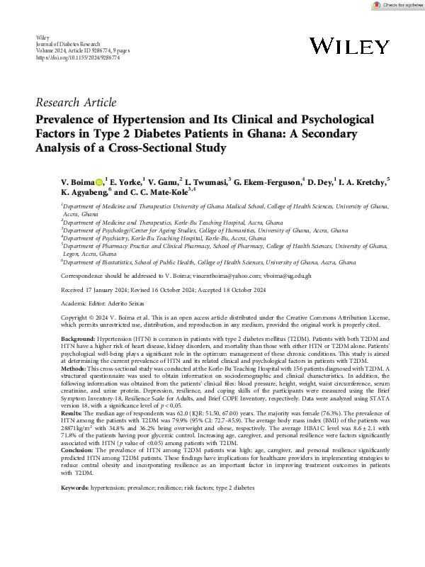 (PDF) Prevalence of Hypertension and Its Clinical and Psychological ...