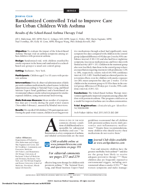 (PDF) Randomized Controlled Trial to Improve Care for Urban Children ...