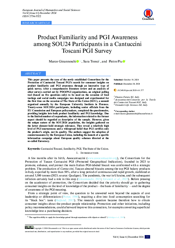 (PDF) Product Familiarity and PGI Awareness among SOU24 Participants in ...