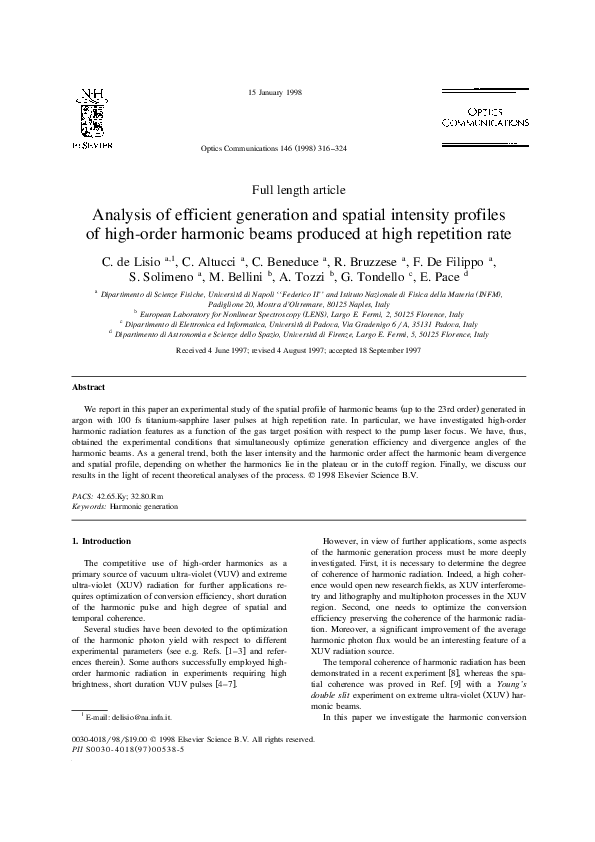 (PDF) Analysis of efficient generation and spatial intensity profiles ...