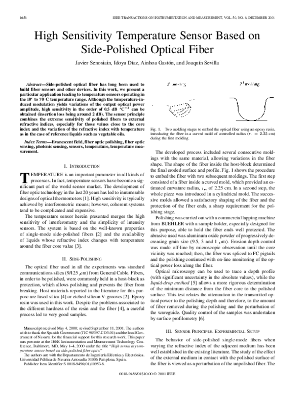 (PDF) High sensitivity temperature sensor based on side-polished ...