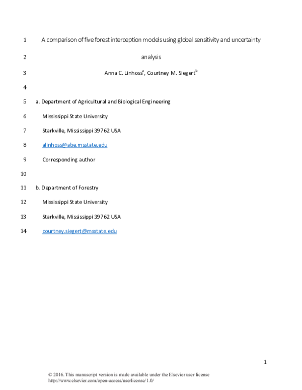 (PDF) A comparison of five forest interception models using global ...