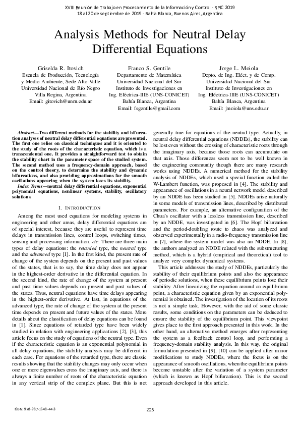 (PDF) Analysis Methods for Neutral Delay Differential Equations