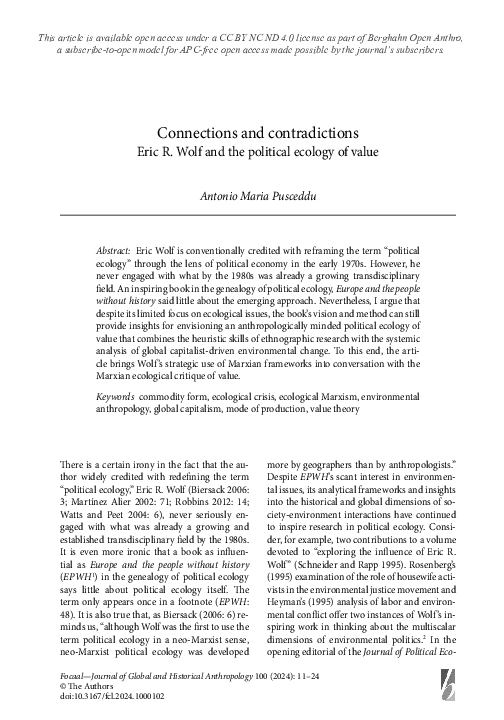 (PDF) Connections and contradictions: Eric R. Wolf and the political ...