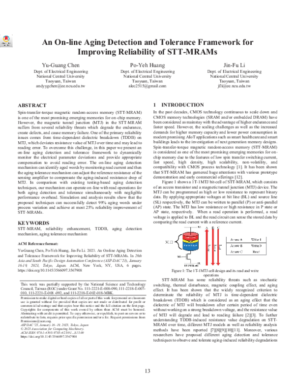 (PDF) An On-Line Aging Detection and Tolerance Framework for Improving ...