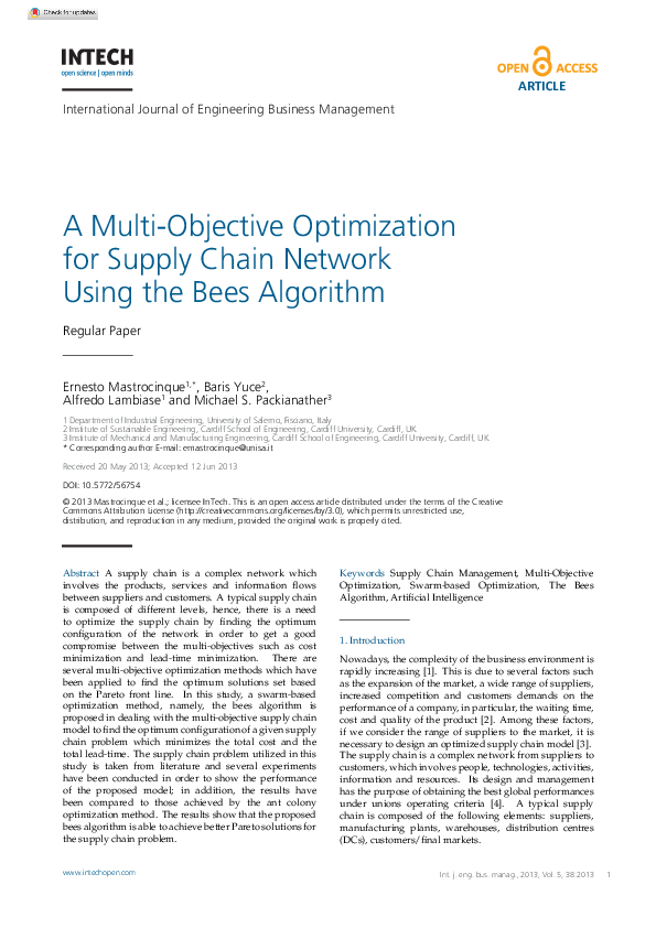 (PDF) A Multi-Objective Optimisation for Supply Chain Network Using the ...