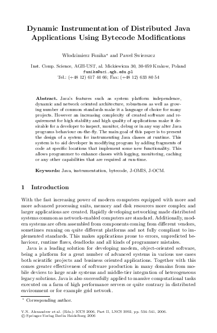 (PDF) Dynamic Instrumentation of Distributed Java Applications Using ...