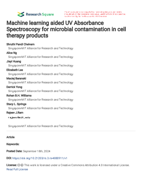 (PDF) Machine learning aided UV Absorbance Spectroscopy for microbial ...