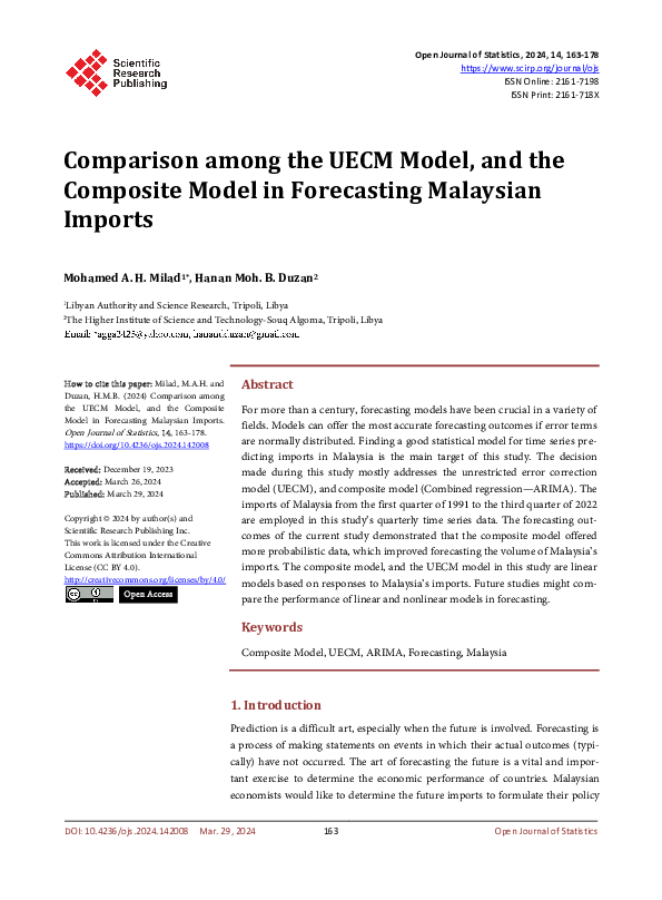 (PDF) Comparison among the UECM Model, and the Composite Model in ...
