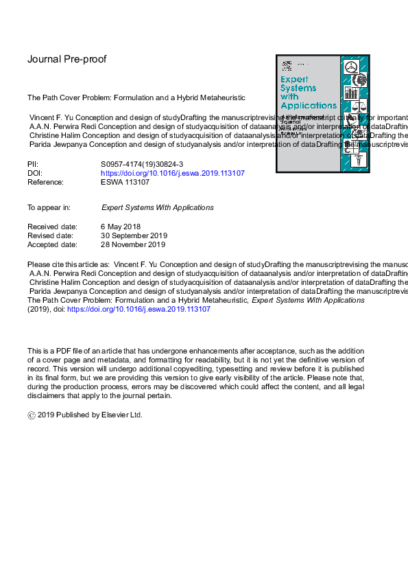 (PDF) The path cover problem: Formulation and a hybrid metaheuristic