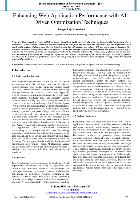 (PDF) Enhancing Web Application Performance with AI -Driven ...