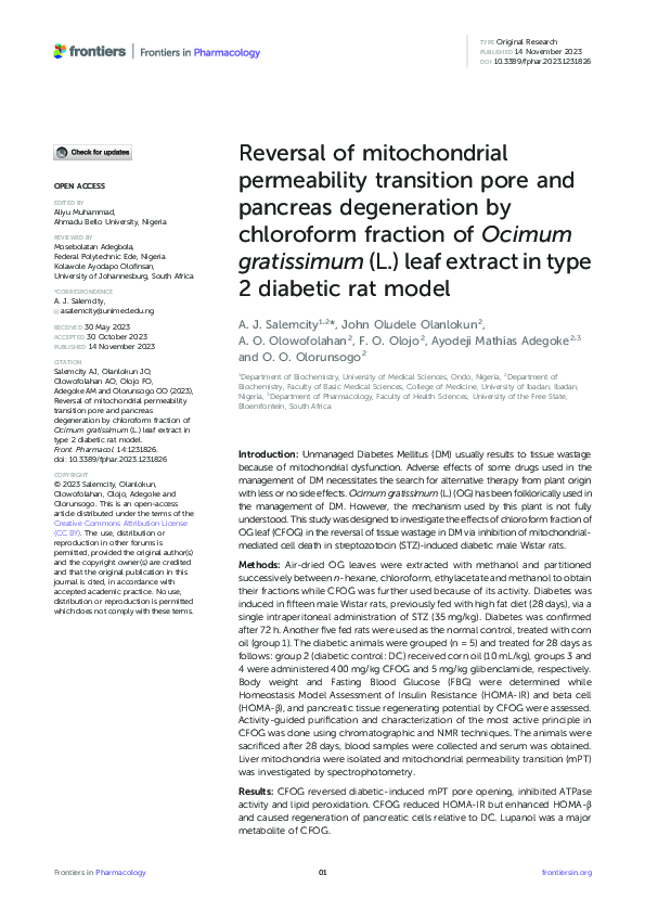 (PDF) Reversal of mitochondrial permeability transition pore and ...