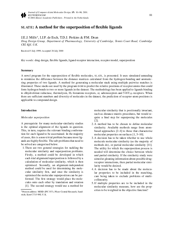 (PDF) SLATE: A method for the superposition of flexible ligands