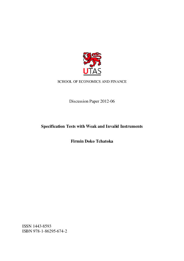 (PDF) 06 Specification Tests with Weak and Invalid Instruments