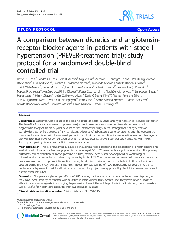 (PDF) A comparison between diuretics and angiotensinreceptor blocker