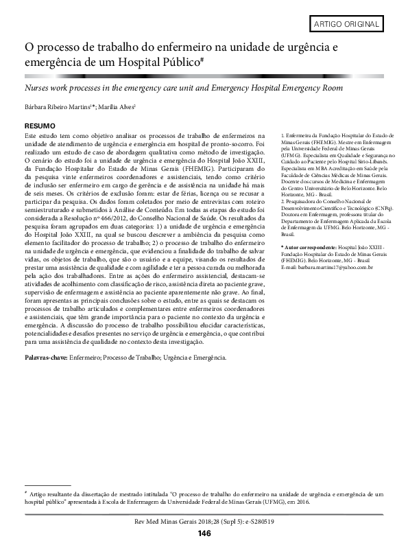 (PDF) Nurses work processes in the emergency care unit and Emergency ...