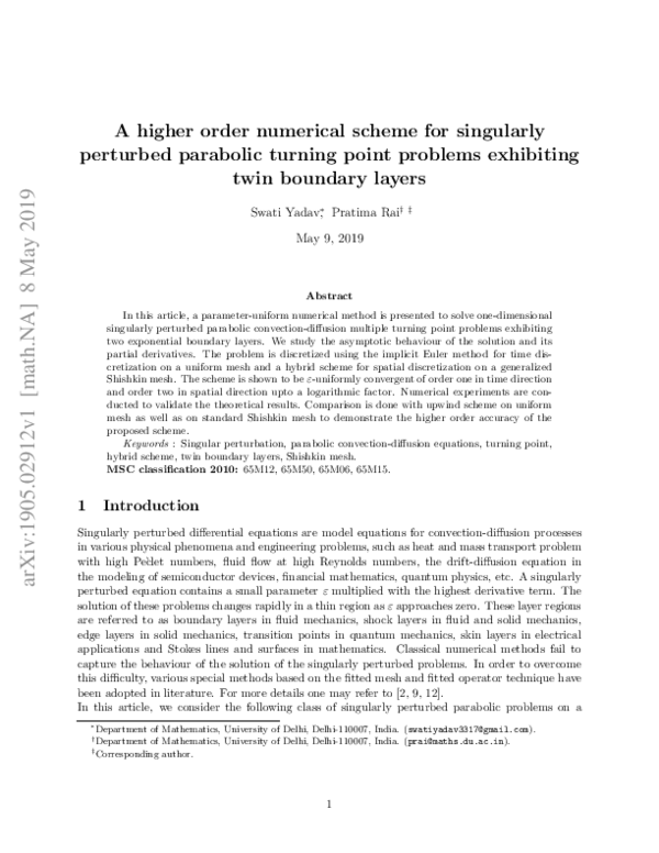 (PDF) A higher order numerical scheme for singularly perturbed ...