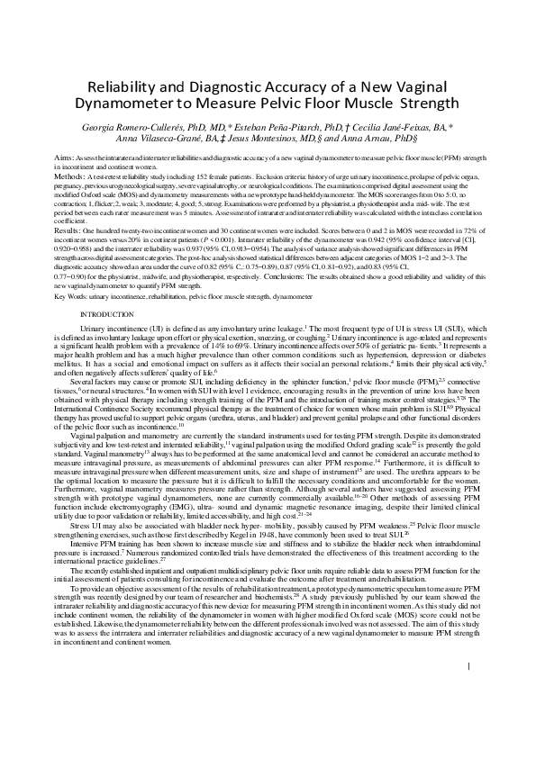 (PDF) Reliability and Diagnostic Accuracy of a New Vaginal Dynamometer ...
