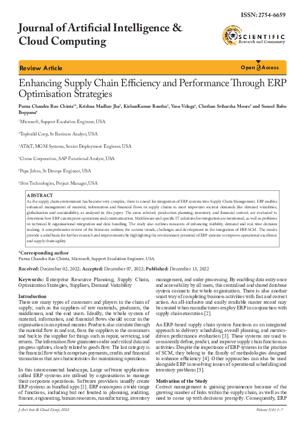(PDF) Enhancing Supply Chain Efficiency and Performance Through ERP ...