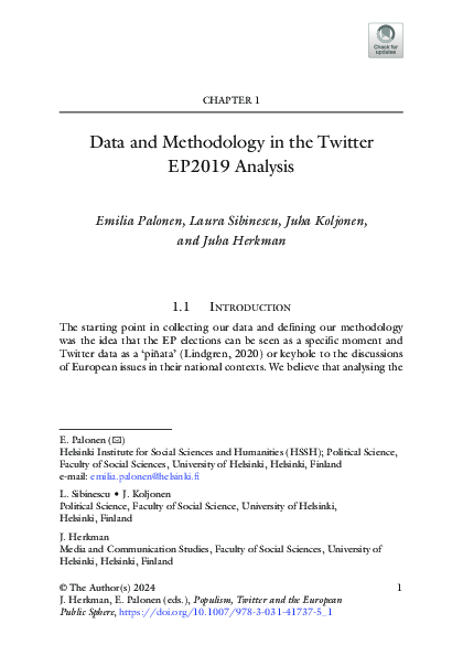 (PDF) Data and Methodology in the Twitter EP2019 Analysis