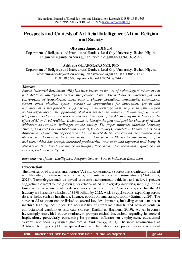 (PDF) Prospects and Contests of Artificial Intelligence (AI) on ...