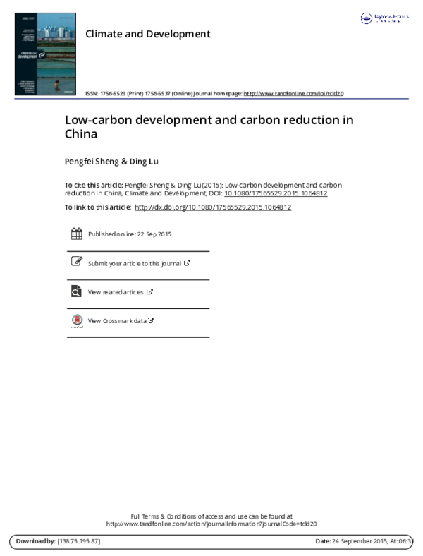 (PDF) Low-carbon development and carbon reduction in China