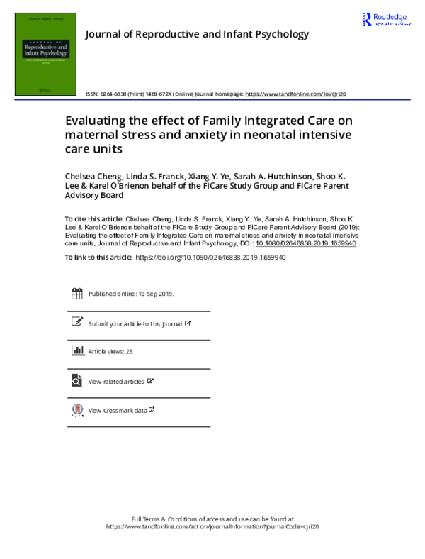 (PDF) Evaluating the effect of Family Integrated Care on maternal ...