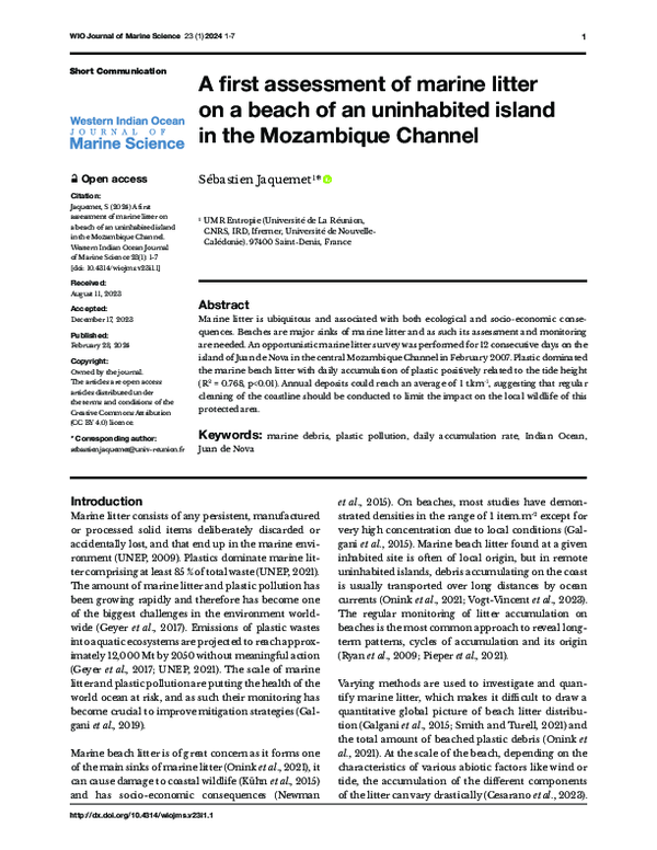 (PDF) A first assessment of marine litter on a beach of an uninhabited ...