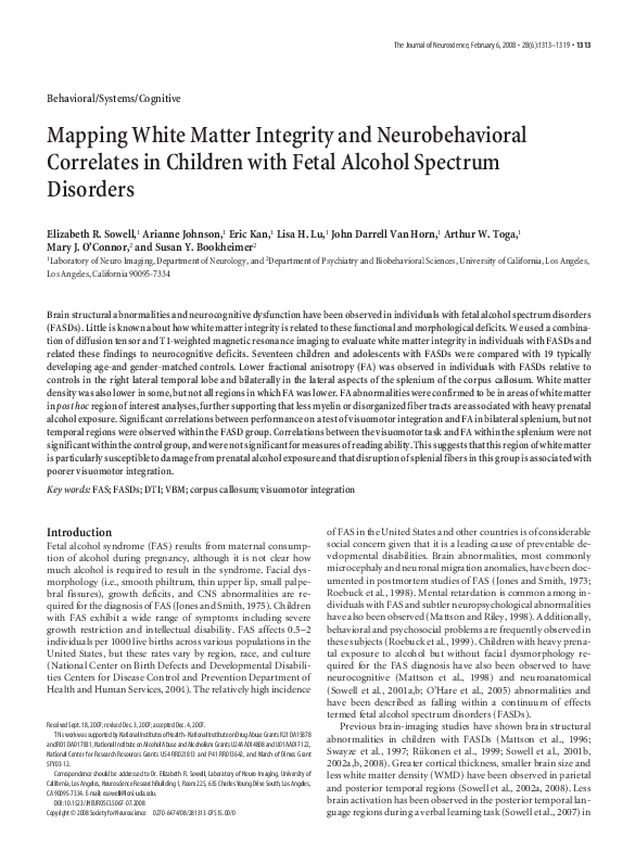 (PDF) Mapping White Matter Integrity and Neurobehavioral Correlates in ...