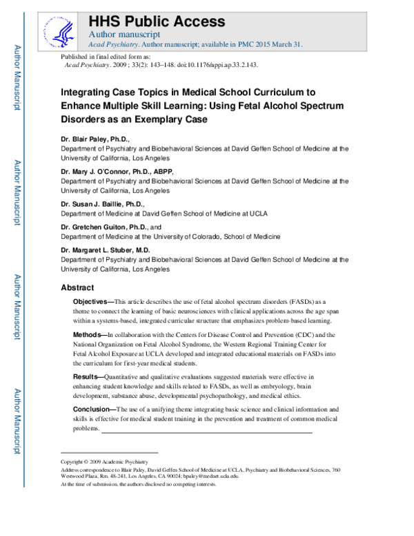 (PDF) Integrating Case Topics in Medical School Curriculum to Enhance ...