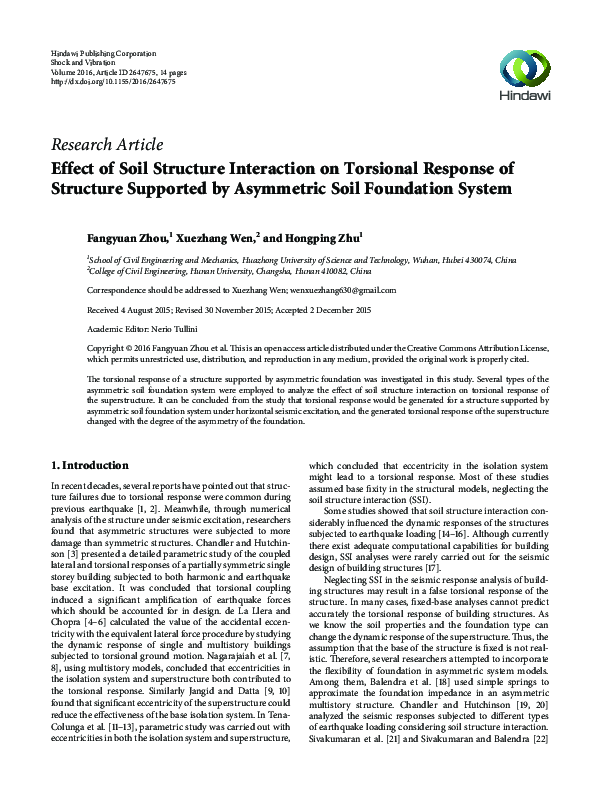 (PDF) Effect of Soil Structure Interaction on Torsional Response of ...