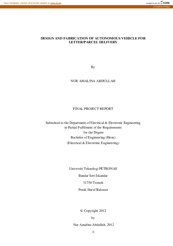 (PDF) Design and Fabrication of Autonomous Vehicle for Letter/Parcel ...