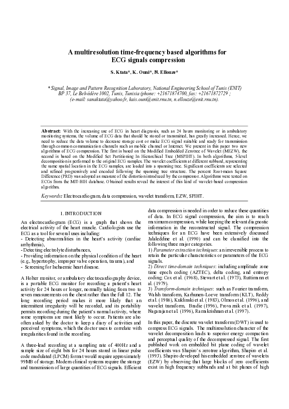 (PDF) A multiresolution time-frequency based algorithms for ECG signals ...