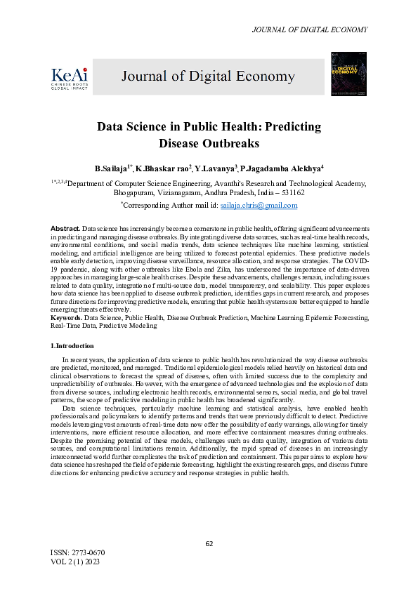 (PDF) Data Science in Public Health: Predicting Disease Outbreaks