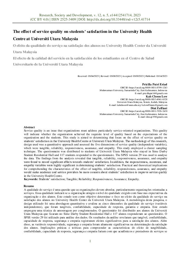 (PDF) The effect of service quality on students’ satisfaction in the ...