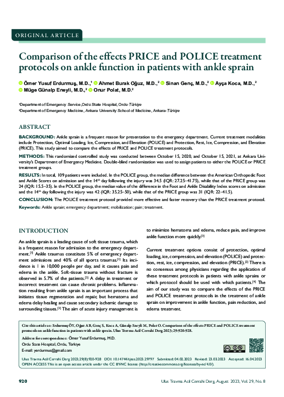 (PDF) Comparison of the effects PRICE and POLICE treatment protocols on ...