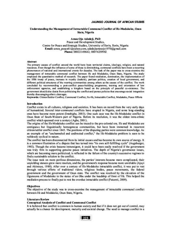(PDF) Understanding the Management of Intractable Communal Conflict of ...