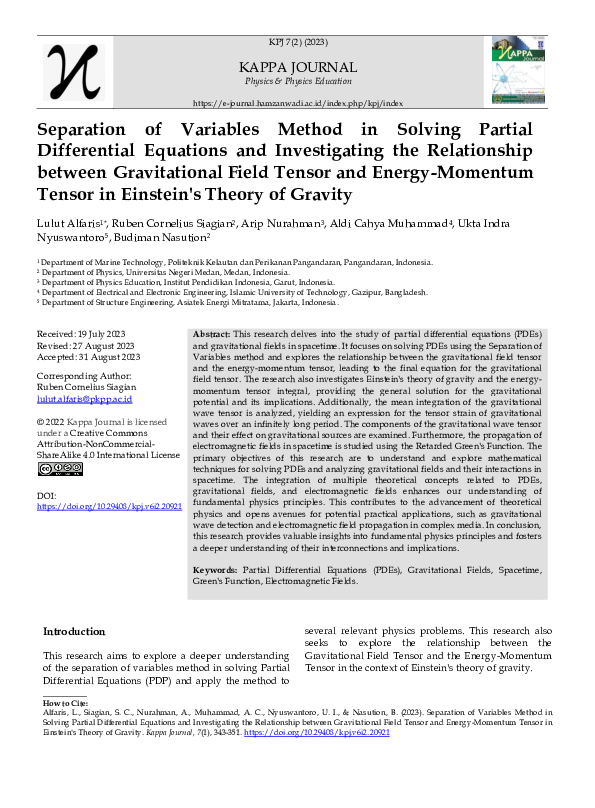 (PDF) Separation of Variables Method in Solving Partial Differential ...