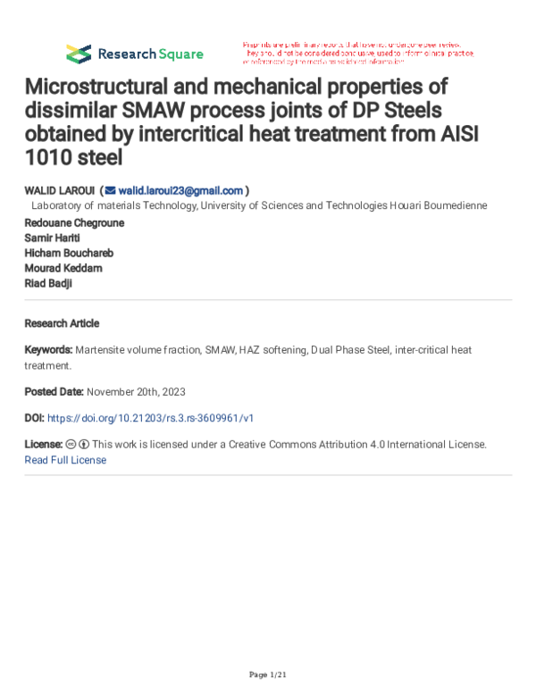 (PDF) Microstructural and mechanical properties of dissimilar SMAW ...