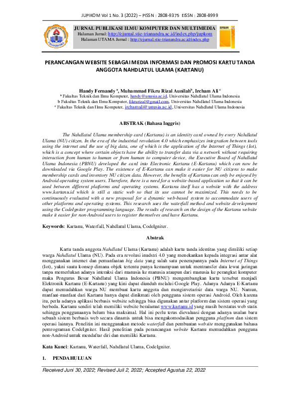 (PDF) Perancangan Website Sebagai Media Informasi Dan Promosi Kartu ...