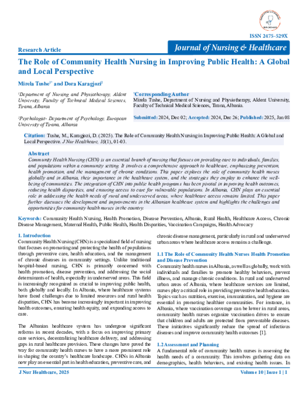 (PDF) The Role of Community Health Nursing in Improving Public Health ...