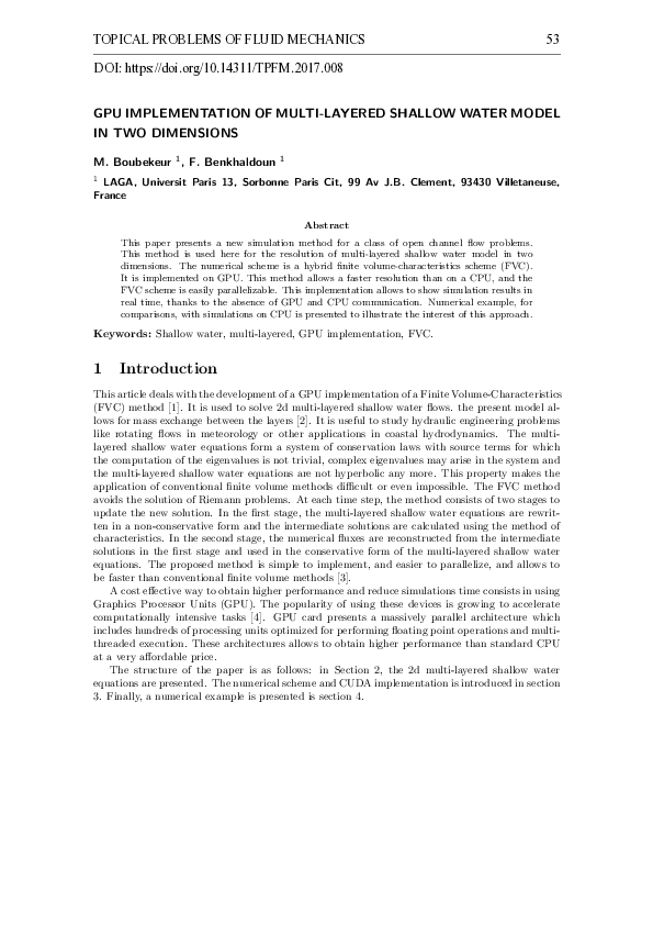 (PDF) GPU Implementation of Multi-Layered Shallow Water Model in TWO ...