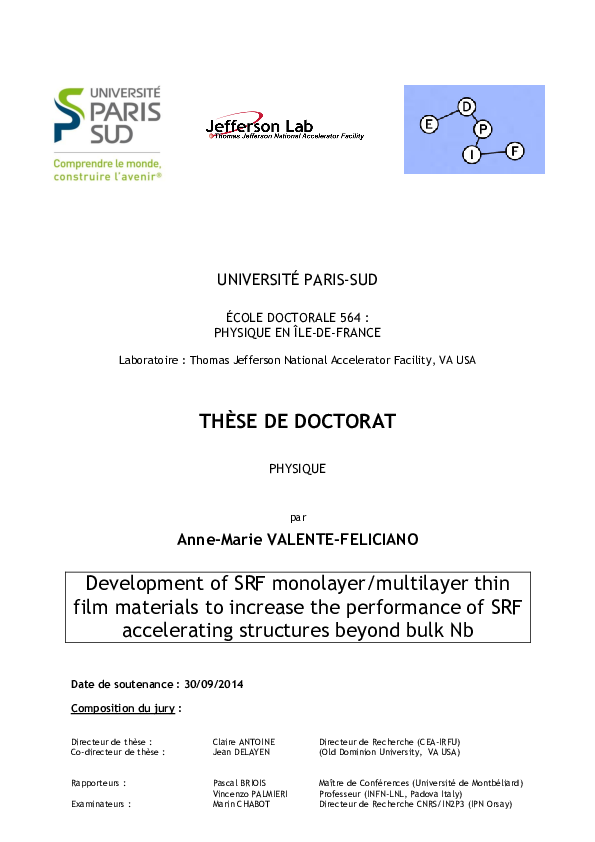 (PDF) Development of SRF monolayer/multilayer thin film materials to ...
